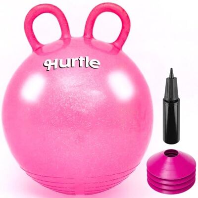 Hurtle Pallone per Saltare 45,7 Cm Glitter con Maniglie per Bambini 3–6 Anni, Palla per Saltare Bambini con Pompa e 4 Coni, Giochi da Giardino Interno ed Esterno, PVC Antiscivolo, Rosa Hurtle Pallone per Saltare 45,7 Cm Glitter con Maniglie per Bambini 3–6 Anni, Palla per Saltare Bambini con Pompa e 4 Coni, Giochi da Giardino Interno ed Esterno, PVC Antiscivolo, Rosa