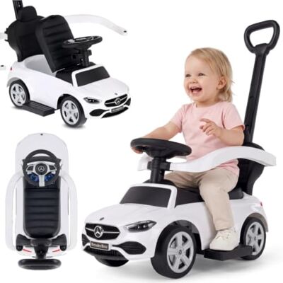 Sun Macchinina Cavalcabile per Bambini, Macchina a spinta da 12 mesi, schienale alto, volante audio, poggiapiedi estensibili, vano portaoggetti (Bianco) Sun Macchinina Cavalcabile per Bambini, Macchina a spinta da 12 mesi, schienale alto, volante audio, poggiapiedi estensibili, vano portaoggetti (Bianco)