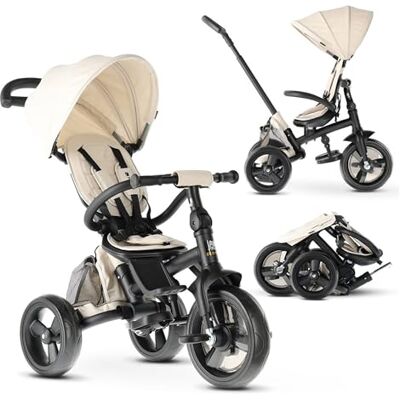Deryan Explorer Triciclo da 9 Mesi fino a 25 kg – Triciclo per Bambini con Maniglione di Spinta – Sedile Girevole – Tettuccio Estensibile con Protezione Solare Crema Deryan Explorer Triciclo da 9 Mesi fino a 25 kg – Triciclo per Bambini con Maniglione di Spinta – Sedile Girevole – Tettuccio Estensibile con Protezione Solare Crema