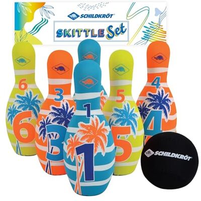 Schildkröt Funsports Set da Bowling in Neoprene, 6 Coni (21,5 cm), 1 Palla (Ø9 cm), in una Tasca a Rete con Cerniera, Schildkröt Funsports Set da Bowling in Neoprene, 6 Coni (21,5 cm), 1 Palla (Ø9 cm), in una Tasca a Rete con Cerniera,