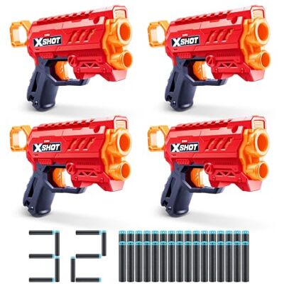 XSHOT Excel Micro 2.0 di ZURU con 32 dardi, ricarica facile, tecnologia dardi Air Pocket, blaster con tiri in gommapiuma per bambini, ragazzi e adulti, (4 Blasters con 32 dardi) XSHOT Excel Micro 2.0 di ZURU con 32 dardi, ricarica facile, tecnologia dardi Air Pocket, blaster con tiri in gommapiuma per bambini, ragazzi e adulti, (4 Blasters con 32 dardi)