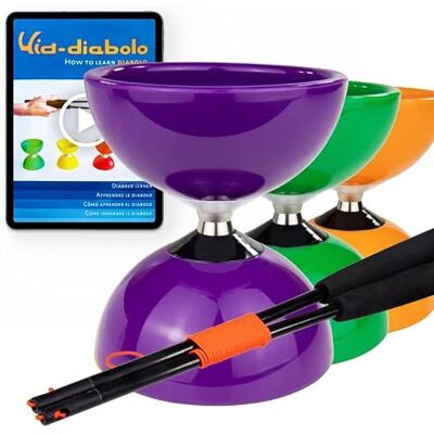 Juggle Dream Carousel Diabolo Set – con ASSE a Triplo Cuscinetto a Sfera + Bacchette in Fibra e Video di Apprendimento Online Giocoleria (Viola) Juggle Dream Carousel Diabolo Set – con ASSE a Triplo Cuscinetto a Sfera + Bacchette in Fibra e Video di Apprendimento Online Giocoleria (Viola)