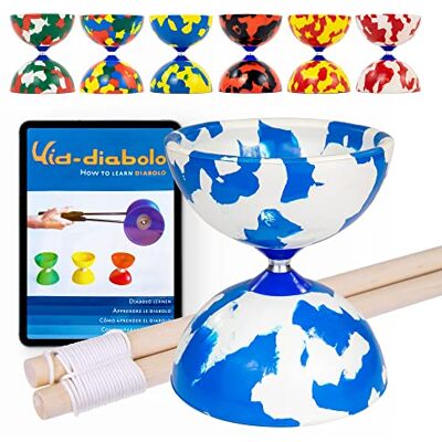 Juggle Dream Jester Diabolo Set – con Bacchette in Legno e Video di Apprendimento Online, Giocattolo da Giocoleria (Blu/Bianco) Juggle Dream Jester Diabolo Set – con Bacchette in Legno e Video di Apprendimento Online, Giocattolo da Giocoleria (Blu/Bianco)