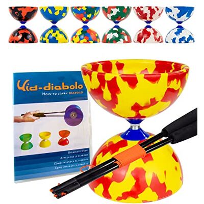 Juggle Dream Jester Diabolo Set da Giocoliere con Bacchette in Fibra e Video di Apprendimento Online, Giocattolo da Giocoleria (Rosso/Giallo) Juggle Dream Jester Diabolo Set da Giocoliere con Bacchette in Fibra e Video di Apprendimento Online, Giocattolo da Giocoleria (Rosso/Giallo)
