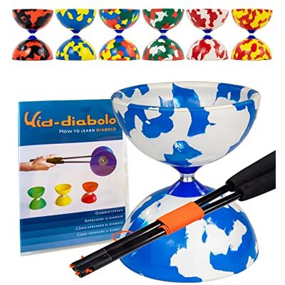 Juggle Dream Jester Diabolo Set da Giocoliere con Bacchette in Fibra e Video di Apprendimento Online, Giocattolo da Giocoleria (Blu/Bianco) Juggle Dream Jester Diabolo Set da Giocoliere con Bacchette in Fibra e Video di Apprendimento Online, Giocattolo da Giocoleria (Blu/Bianco)
