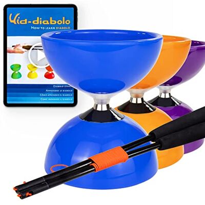 Juggle Dream Carousel Diabolo Set – con ASSE a Triplo Cuscinetto a Sfera + Bacchette in Fibra e Video di Apprendimento Online Giocoleria (Blu) Juggle Dream Carousel Diabolo Set – con ASSE a Triplo Cuscinetto a Sfera + Bacchette in Fibra e Video di Apprendimento Online Giocoleria (Blu)