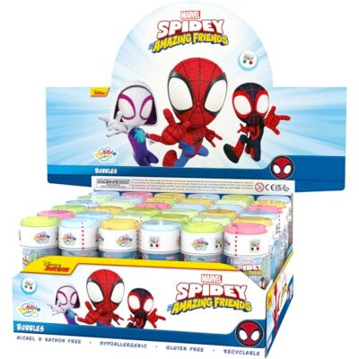 Disney SPIDEY bolle di sapone Pacco da 36 flaconi da 60 ml Multicolore Licenza ufficiale Giocattolo per bambini Gioco all'aperto A partire dai 3 anni Disney SPIDEY bolle di sapone Pacco da 36 flaconi da 60 ml Multicolore Licenza ufficiale Giocattolo per bambini Gioco all'aperto A partire dai 3 anni