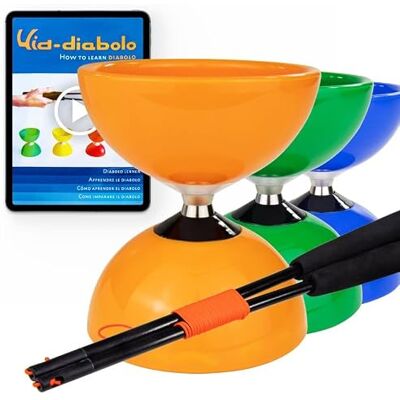Juggle Dream Carousel Diabolo Set – con ASSE a Triplo Cuscinetto a Sfera + Bacchette in Fibra e Video di Apprendimento Online Giocoleria (Arancia) Juggle Dream Carousel Diabolo Set – con ASSE a Triplo Cuscinetto a Sfera + Bacchette in Fibra e Video di Apprendimento Online Giocoleria (Arancia)