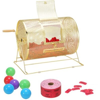 VEVOR Tamburo di lotteria capienza 5000 biglietti o 300 palline, serbatoio rotante piattaforma girevole della lotteria, scatola per biglietti per giochi della lotteria colore dorato VEVOR Tamburo di lotteria capienza 5000 biglietti o 300 palline, serbatoio rotante piattaforma girevole della lotteria, scatola per biglietti per giochi della lotteria colore dorato