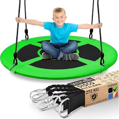 SereneLife Altalena da Giardino per Bambini Rotonda 102 cm con Kit di Fissaggio, Corde Regolabili e Altalena Girevole Centrale per Uso Esterno SereneLife Altalena da Giardino per Bambini Rotonda 102 cm con Kit di Fissaggio, Corde Regolabili e Altalena Girevole Centrale per Uso Esterno