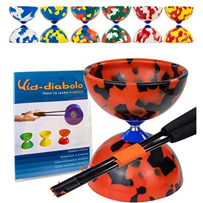 Juggle Dream Jester Diabolo Set da Giocoliere con Bacchette in Fibra e Video di Apprendimento Online, Giocattolo da Giocoleria (Nero/Rosso) Juggle Dream Jester Diabolo Set da Giocoliere con Bacchette in Fibra e Video di Apprendimento Online, Giocattolo da Giocoleria (Nero/Rosso)