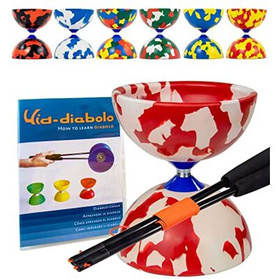 Juggle Dream Jester Diabolo Set da Giocoliere con Bacchette in Fibra e Video di Apprendimento Online, Giocattolo da Giocoleria (Rosso/Bianco) Juggle Dream Jester Diabolo Set da Giocoliere con Bacchette in Fibra e Video di Apprendimento Online, Giocattolo da Giocoleria (Rosso/Bianco)