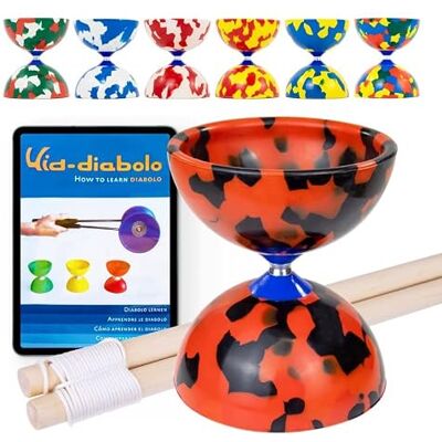 Juggle Dream Jester Diabolo ad ASSE Fisso con Bacchette in Legno e Video di Apprendimento Online, Giocattolo da Giocoleria (Nero/Rosso) Juggle Dream Jester Diabolo ad ASSE Fisso con Bacchette in Legno e Video di Apprendimento Online, Giocattolo da Giocoleria (Nero/Rosso)