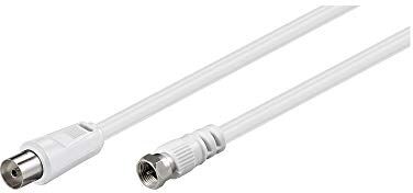 goobay 11830 Cavetto Coax SAT/Antenna (<70 dB), Schermatura Doppia, Bianco, 2.5 m Lunghezza del Cavo