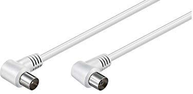 goobay 11520 Cavetto Coax Antenna ad Angolo Coassiale (<70 dB), Schermatura Doppia, Bianco, 1.5 m Lunghezza del Cavo