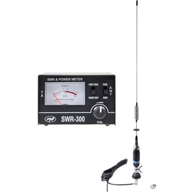 PNI Antenna CB S75 75cm con Butterfly, cavo RG58 e riflettore SWR-300 per misurazione SWR PNI Antenna CB S75 75cm con Butterfly, cavo RG58 e riflettore SWR-300 per misurazione SWR