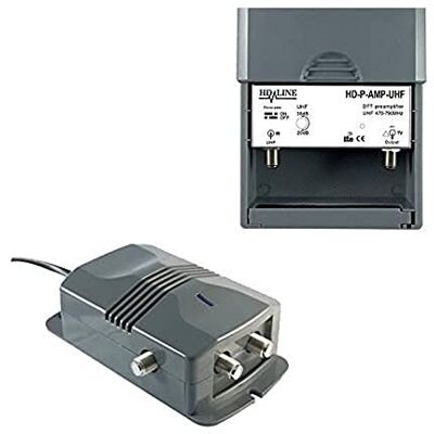 hd-line 2/1 TV amplificatore + alimentatore per antenna terrestre DTT/kit preamplificatore, grigio hd-line 2/1 TV amplificatore + alimentatore per antenna terrestre DTT/kit preamplificatore, grigio