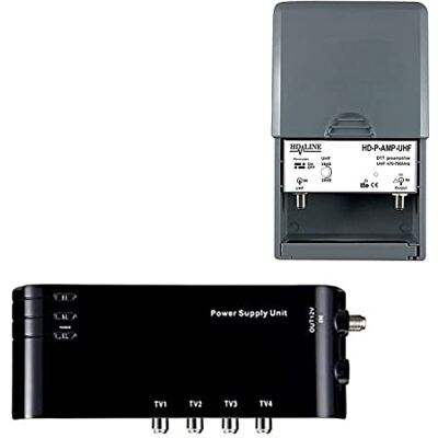 Formuler HD-LINE Kit di preamplificatore 4 in 1, amplificatore TV e alimentatore con 4 uscite TV per antenna digitale terrestre, colore: nero Formuler HD-LINE Kit di preamplificatore 4 in 1, amplificatore TV e alimentatore con 4 uscite TV per antenna digitale terrestre, colore: nero