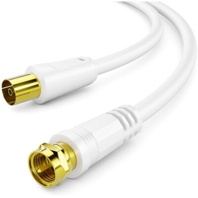 deleyCON 7,5m Cavo Antenna SAT TV Cavo Coassiale Connettore F a Presa IEC Tripla schermatura, DVB-S, DVB-S2, radio DAB, DVB-T2 Bianco deleyCON 7,5m Cavo Antenna SAT TV Cavo Coassiale Connettore F a Presa IEC Tripla schermatura, DVB-S, DVB-S2, radio DAB, DVB-T2 Bianco