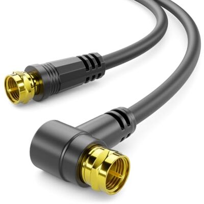 deleyCON 2m Cavo Antenna SAT TV Coassiale Angolato Connettore F HDTV 4K Schermatura tripla, angolato su dritto, DVB-S, DVB-S2, Radio DAB, DVB-T2 Nero deleyCON 2m Cavo Antenna SAT TV Coassiale Angolato Connettore F HDTV 4K Schermatura tripla, angolato su dritto, DVB-S, DVB-S2, Radio DAB, DVB-T2 Nero