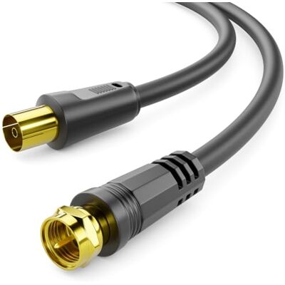 deleyCON 5m Cavo Antenna SAT TV Cavo Coassiale Connettore F a Presa IEC Tripla schermatura, DVB-S, DVB-S2, radio DAB, DVB-T2 Nero deleyCON 5m Cavo Antenna SAT TV Cavo Coassiale Connettore F a Presa IEC Tripla schermatura, DVB-S, DVB-S2, radio DAB, DVB-T2 Nero