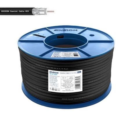 Edision OCX-100 Cavo Coassiale 100m Antenna TV SAT Esterno/Interna PE Nero, Rame CU/AL, 17PAtC, CPR Fca, Classe A per DVB-S2/T/T2/C, RADIO Bobina Plastica Edision OCX-100 Cavo Coassiale 100m Antenna TV SAT Esterno/Interna PE Nero, Rame CU/AL, 17PAtC, CPR Fca, Classe A per DVB-S2/T/T2/C, RADIO Bobina Plastica