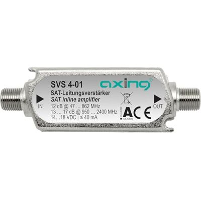 Axing SVS 4-01 Amplificatore satellitare CATV (47-862 MHz) SAT (950-2400 MHz) 12-17 dB Axing SVS 4-01 Amplificatore satellitare CATV (47-862 MHz) SAT (950-2400 MHz) 12-17 dB