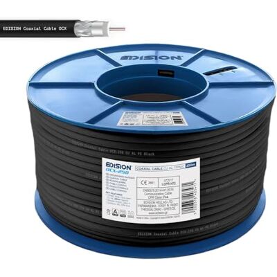 Edision OCX-250 Cavo Coassiale 250m, Cavo Antenna TV SAT Esterno/Interna PE Nero, Rame CU/AL, 17PAtC, CPR Fca, Classe A, Cavo SAT, per DVB-S2, DVB-T/T2, DVB-C, RADIO, Bobina Plastica 250m Edision OCX-250 Cavo Coassiale 250m, Cavo Antenna TV SAT Esterno/Interna PE Nero, Rame CU/AL, 17PAtC, CPR Fca, Classe A, Cavo SAT, per DVB-S2, DVB-T/T2, DVB-C, RADIO, Bobina Plastica 250m