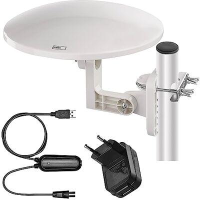 EMOS Antenna digitale con amplificatore per esterni Antenna attiva VILLAGE Portata 0-80 km FM/DAB/DVB-T/DVB-T2 Filtro LTE/4G/5G Angolo di ricezione 360° Resistente alle intemperie EMOS Antenna digitale con amplificatore per esterni Antenna attiva VILLAGE Portata 0-80 km FM/DAB/DVB-T/DVB-T2 Filtro LTE/4G/5G Angolo di ricezione 360° Resistente alle intemperie