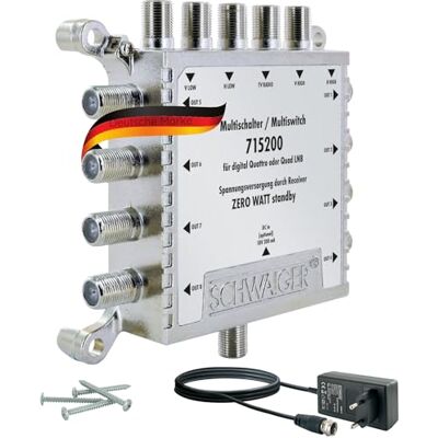 SCHWAIGER 5200 Multiswitch 5/8 SAT distributore a 8 partecipanti SAT Splitter Digitale Multiswitch a 8 Vie con Alimentazione Esterna per Quattro/Quad LNB Digitale, HDTV, FullHD, 4K, 8K, UHD SCHWAIGER 5200 Multiswitch 5/8 SAT distributore a 8 partecipanti SAT Splitter Digitale Multiswitch a 8 Vie con Alimentazione Esterna per Quattro/Quad LNB Digitale, HDTV, FullHD, 4K, 8K, UHD