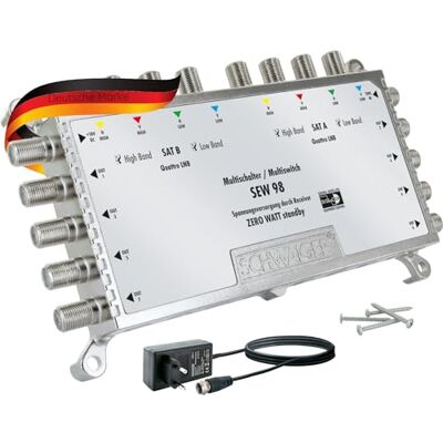 SCHWAIGER 5217 Multiswitch SAT Splitter 8 Vie SAT Splitter Digitale Multiswitch 8 Vie con Alimentatore Esterno 2 Posizioni satellitari su 8 uscite SCHWAIGER 5217 Multiswitch SAT Splitter 8 Vie SAT Splitter Digitale Multiswitch 8 Vie con Alimentatore Esterno 2 Posizioni satellitari su 8 uscite