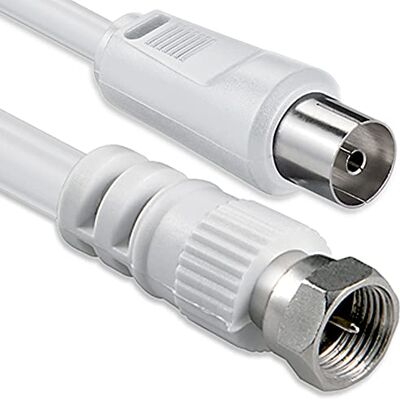 1aTTack.de Cavo adattatore per antenna SAT 5,0 metri 2x connettore F schermato > presa coassiale SAT bianco F-coax Ku 80db 1aTTack.de Cavo adattatore per antenna SAT 5,0 metri 2x connettore F schermato > presa coassiale SAT bianco F-coax Ku 80db