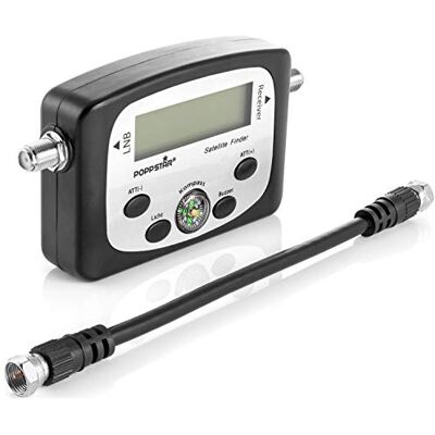 POPPSTAR Digital Satfinder (dispositivo di misurazione digitale Sat Finder per indirizzare la parabola satellitare, esatto allineamento/regolazione), incl. cavo coassiale da 19,5 cm POPPSTAR Digital Satfinder (dispositivo di misurazione digitale Sat Finder per indirizzare la parabola satellitare, esatto allineamento/regolazione), incl. cavo coassiale da 19,5 cm