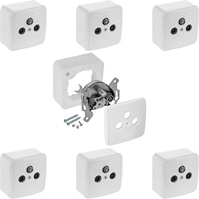 POPPSTAR 7x set antenna 3 fori, Presa a muro per 2x SAT antenna e TV via cavo (CATV) e terrestre (montaggio in superficie/ad incasso), tre uscite POPPSTAR 7x set antenna 3 fori, Presa a muro per 2x SAT antenna e TV via cavo (CATV) e terrestre (montaggio in superficie/ad incasso), tre uscite