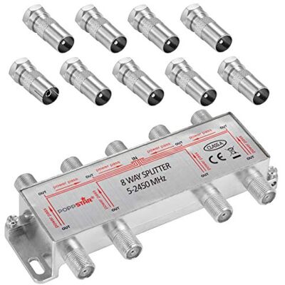 POPPSTAR Partitore Antenna TV 8 Uscite con Spinotti IEC (analogo/digitale/BK/unicable/HD/4K) Splitter per Antenna, TV satellitare, Televisione via Cavo, Radio, LNB POPPSTAR Partitore Antenna TV 8 Uscite con Spinotti IEC (analogo/digitale/BK/unicable/HD/4K) Splitter per Antenna, TV satellitare, Televisione via Cavo, Radio, LNB