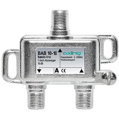 Axing BAB 10-18 Derivatore 1 Via, 18 dB, 5-1006 MHz, Metallico Axing BAB 10-18 Derivatore 1 Via, 18 dB, 5-1006 MHz, Metallico