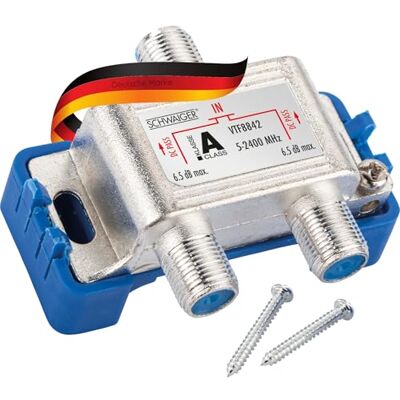 SCHWAIGER 9482 Distributore SAT a 2 vie digitale BK Distributore a 2 vie per il passaggio dei cavi Sdoppiatore SAT 5-2400 MHz doppio distributore satellitare SAT-TV DVB-S2 Televisione via cavo SCHWAIGER 9482 Distributore SAT a 2 vie digitale BK Distributore a 2 vie per il passaggio dei cavi Sdoppiatore SAT 5-2400 MHz doppio distributore satellitare SAT-TV DVB-S2 Televisione via cavo