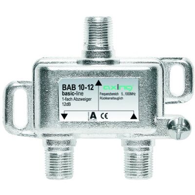 Axing BAB 10-12 Derivatore 1 Via, 12 dB, 5-1006 MHz, Metallico Axing BAB 10-12 Derivatore 1 Via, 12 dB, 5-1006 MHz, Metallico