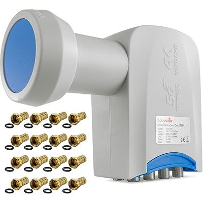 POPPSTAR Octo LNB 8 uscite LNC set 16 connettori F per antenna parabolica 8 ricevitori (digital, 4K, Full HD, 4k UHD, 3D TV) POPPSTAR Octo LNB 8 uscite LNC set 16 connettori F per antenna parabolica 8 ricevitori (digital, 4K, Full HD, 4k UHD, 3D TV)