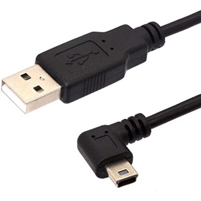 HTGuoji Cavo USB 2.0 A maschio ad angolo mini, cavo di ricarica per sincronizzazione dati mini 5P ad angolo retto di 90 gradi per Garmin Dash Cam Navigatore GPS per auto DVR Fotocamera digitale 1,5 m (Left) HTGuoji Cavo USB 2.0 A maschio ad angolo mini, cavo di ricarica per sincronizzazione dati mini 5P ad angolo retto di 90 gradi per Garmin Dash Cam Navigatore GPS per auto DVR Fotocamera digitale 1,5 m (Left)
