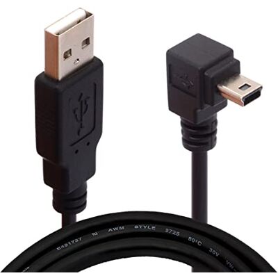 HTGuoji Cavo USB 2.0 A maschio ad angolo mini, cavo di ricarica per sincronizzazione dati mini 5P ad angolo retto di 90 gradi per Garmin Dash Cam Navigatore GPS per auto DVR Fotocamera digitale 1,5 m (Up) HTGuoji Cavo USB 2.0 A maschio ad angolo mini, cavo di ricarica per sincronizzazione dati mini 5P ad angolo retto di 90 gradi per Garmin Dash Cam Navigatore GPS per auto DVR Fotocamera digitale 1,5 m (Up)