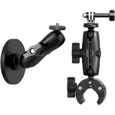 NEEWER Supporto a Morsetto per Manubrio Moto Bici Staffa Magnetica per Auto Kit Accessori Action Cam Compatibile con Insta360 X5 X4 X3 GoPro DJI AKASO, Teste Sfera a 360° per Riprese Video POV, CA175 NEEWER Supporto a Morsetto per Manubrio Moto Bici Staffa Magnetica per Auto Kit Accessori Action Cam Compatibile con Insta360 X5 X4 X3 GoPro DJI AKASO, Teste Sfera a 360° per Riprese Video POV, CA175