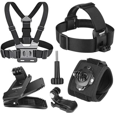 NEEWER Kit Accessori Compatibile con GoPro Hero Insta360 DJI AKASO Actioncam Supporto Fascia Testa Pettorina Imbracatura Toracica, Clip Zaino Cappello e Cinturino da Polso 360° per Riprese POV, GP-75 NEEWER Kit Accessori Compatibile con GoPro Hero Insta360 DJI AKASO Actioncam Supporto Fascia Testa Pettorina Imbracatura Toracica, Clip Zaino Cappello e Cinturino da Polso 360° per Riprese POV, GP-75