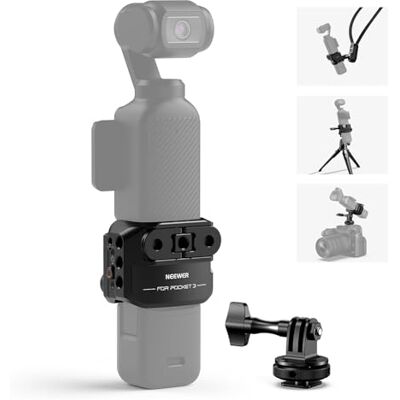 NEEWER Pocket 3 Cage, Rig Video Gimbal in Lega Alluminio con Adattatore di Estensione Action Cam Filetto 1/4" ColdShoe Compatibile con DJI Osmo Pocket 3 Creator Combo,Non Richiede Assemblaggio, AC009 NEEWER Pocket 3 Cage, Rig Video Gimbal in Lega Alluminio con Adattatore di Estensione Action Cam Filetto 1/4" ColdShoe Compatibile con DJI Osmo Pocket 3 Creator Combo,Non Richiede Assemblaggio, AC009