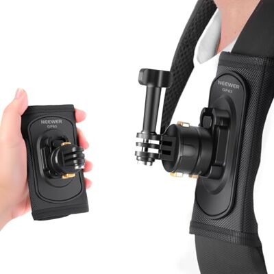 NEEWER Supporto per Tracolla Zaino Cinghia Toracica Compatibile con GoPro DJI Insta360 Action Cam, Clip Fotocamera da Zaino a 360°, Sgancio Rapido e Interruttore a Levetta per Foto/Videografia, GP63 NEEWER Supporto per Tracolla Zaino Cinghia Toracica Compatibile con GoPro DJI Insta360 Action Cam, Clip Fotocamera da Zaino a 360°, Sgancio Rapido e Interruttore a Levetta per Foto/Videografia, GP63