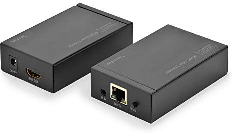 Digitus Estensore di rete HDMI Compatibile con IP fino a 253 ricevitori Cat 5e/6 set (trasmettitore/ricevitore) nero