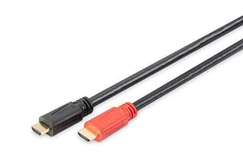 Digitus Assmann Cavo HDMI High Speed con eternet maschio/maschio e amplificatore, 20 m, colore: Nero, 20.0 m, UHD 4K HDMI Tipo A Amplificatore