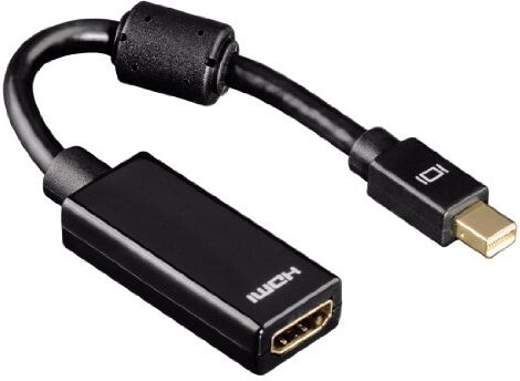 Hama Cavetto Adattatore Mini DisplayPort M/Hdmi F, connett.Dorati, Full HD,Compatibile Thunderbolt, Vesa 1.1A, Doppia schermatura, ferrite, Nero, 3 Stelle