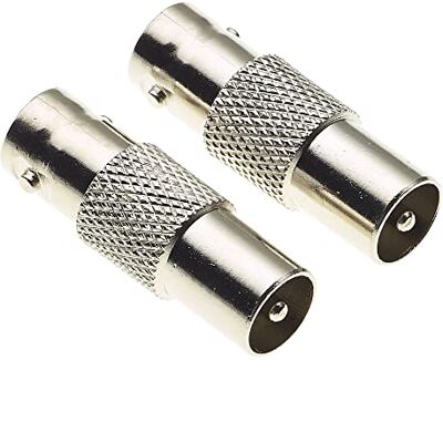 Keple Adattatore BNC Femmina a Spina TV Maschio 50 Ohm, Corpo in Ottone Nichelato, Coassiale Confezione Da 2 Keple Adattatore BNC Femmina a Spina TV Maschio 50 Ohm, Corpo in Ottone Nichelato, Coassiale Confezione Da 2