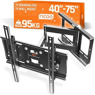 RICOO R23-S Supporto TV da parete Staffa TV 40-75 pollici per 40 42 43 48 49 50 52 55 58 60 65 70 75 pollici girevole inclinabile fino a 95 kg max VESA 400x400 RICOO R23-S Supporto TV da parete Staffa TV 40-75 pollici per 40 42 43 48 49 50 52 55 58 60 65 70 75 pollici girevole inclinabile fino a 95 kg max VESA 400x400